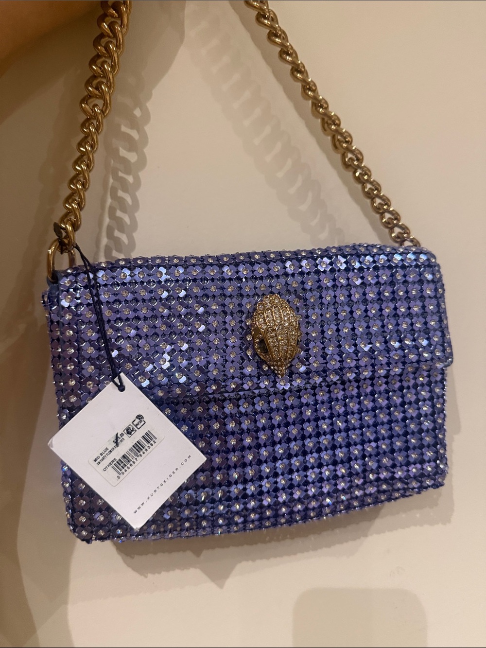 New Kurt Geiger London Embellished Crystal Shoulder Bag interior leather - Picture 7 of 11